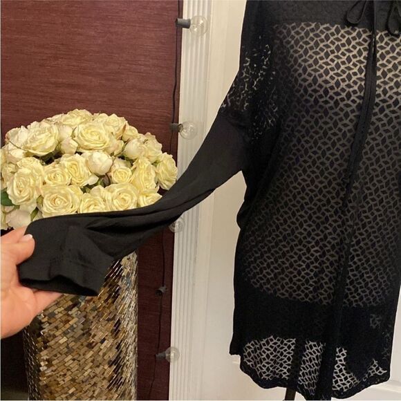 Ramy Brook Aprec Chic Black hooded Cover-Up, S - Picture 3 of 10